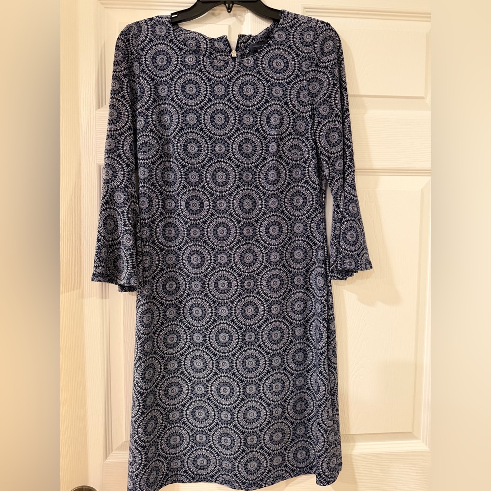 Tommy Hilfiger Navy Geometric Long Sleeve Dress